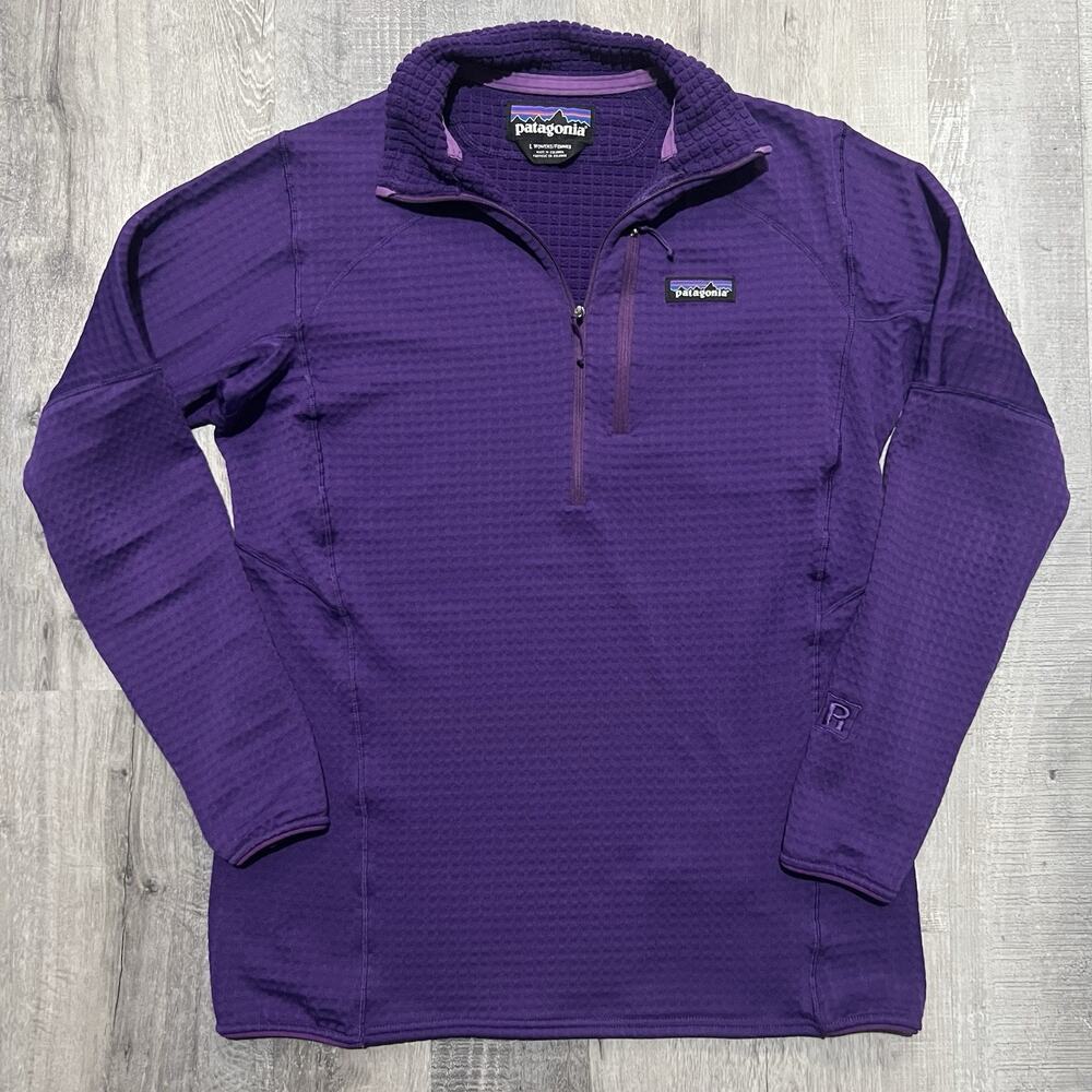 Patagonia R1 Pullover Women’s L Purple Waffle Grid Fleece 1/4 Zip Polartec Hike
